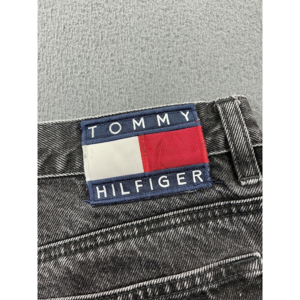 Tommy Hilfiger Tommy Jeans Mens 32x29 Charcoal Gray Straight Jeans Flag Logo Y2K